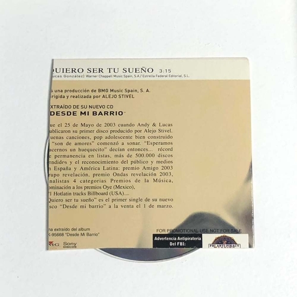 Rare! CD Andy & Lucas - Quiero Ser Tu Sueno - Picture 2 of 2